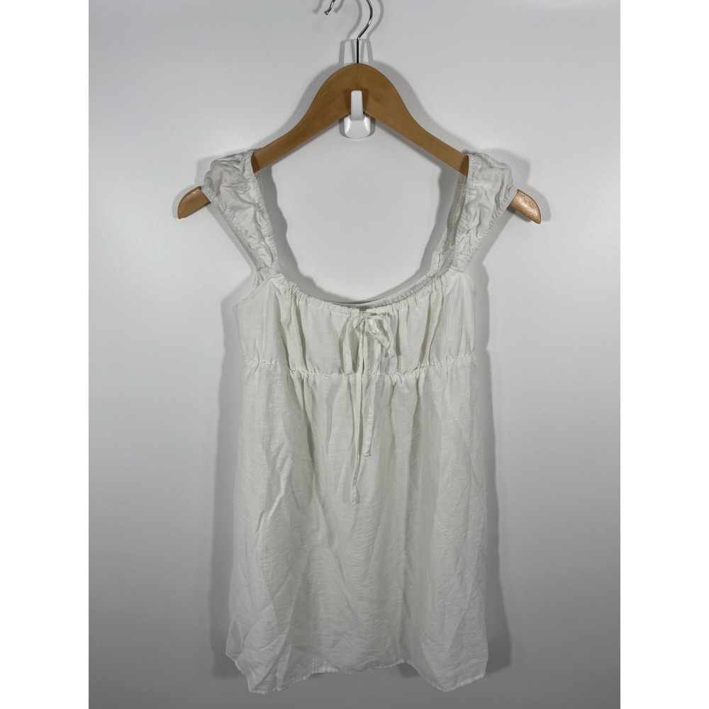 Babydoll‎ Womens Mini Dress XS White Milkmaid Cottage Boho Coastal Bow